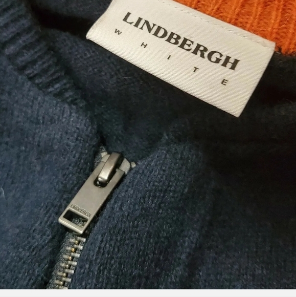 Lindbergh WHITE Wool Full Zip Up Cardigan Casual Navy Blue Small 36" Golf Wear - Picture 5 of 8